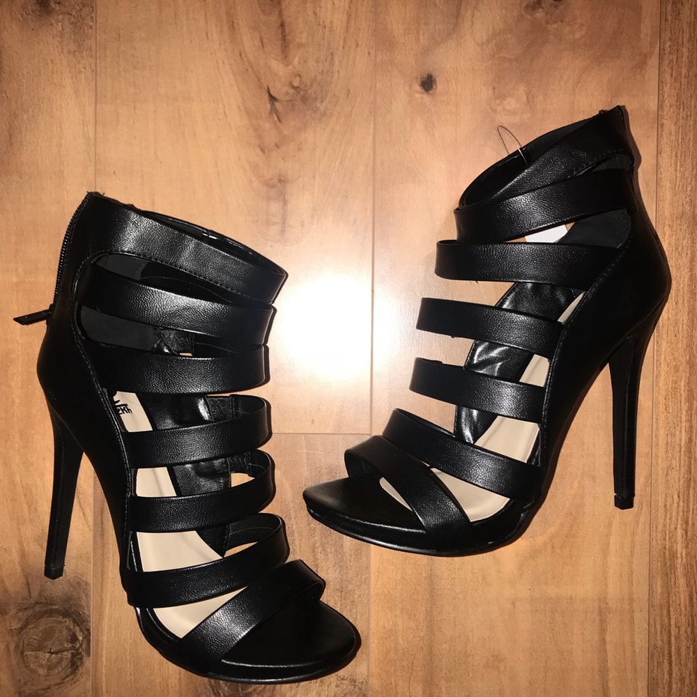 Black Open Toe Heels NEW